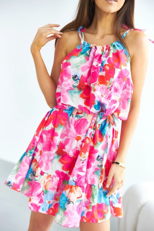 Sukienka z falbaną różowa (653)