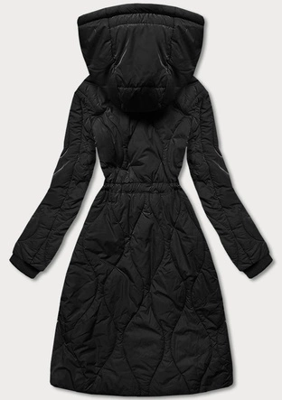 Zimowa kurtka damska do kolan czarna (m-21601)