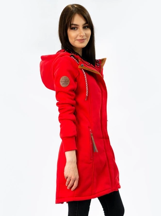 DŁUGA BLUZA DAMSKA Z KAPTUREM CZERWONA (AMG-675)