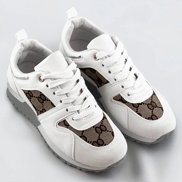 Damskie adidasy na podwyższonej podeszwie białe (666-21)