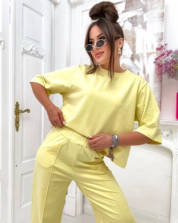 Bawełniany komplet oversize żółty (82188)