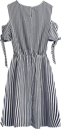 SUKIENKA Z ODKRYTYMI RAMIONAMI GRANATOWO-BIAŁA (372ART)