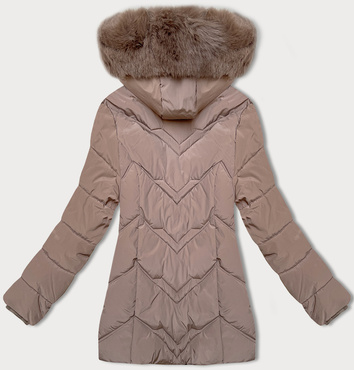 Kurtka zimowa damska plus size z kapturem S'west kakao (B8300-48)