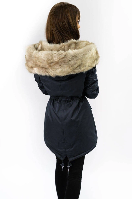 DAMSKA KURTKA ZIMOWA TYPU PARKA GRANATOWA (B2648)