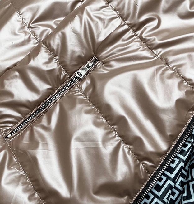 Dwustronna kurtka damska z kapturem cappuccino (br9795-12)