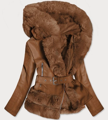 RAMONESKA Z FUTRZANYM KAPTUREM BRĄZOWA (0585)