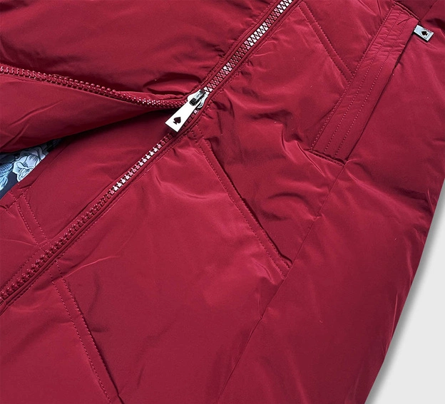 KURTKA ZIMOWA DAMSKA Z KAPTUREM BORDOWA (M-21311)