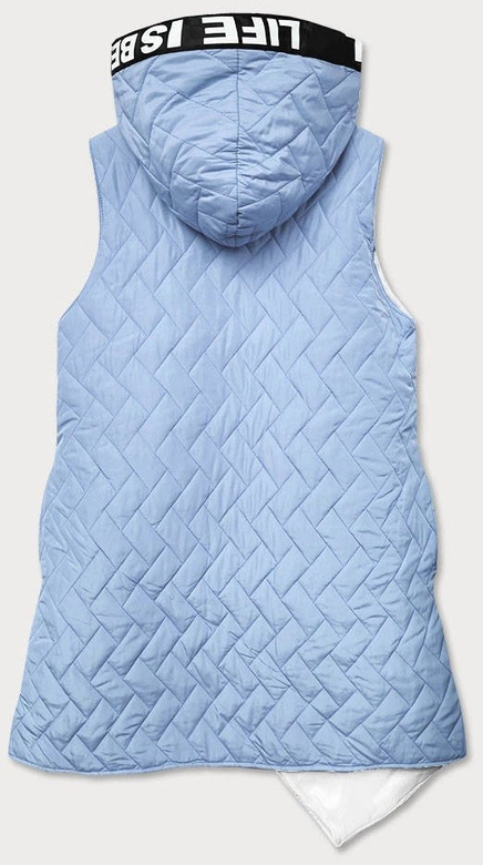 DŁUGA ASYMETRYCZNA KAMIZELKA DAMSKA NIEBIESKA (677ART)