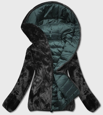 Dwustronna kurtka futro damska zielona (b8051-10)