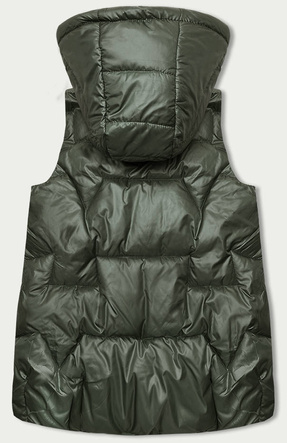 Bezrękawnik damski z kapturem khaki (B8171-11)