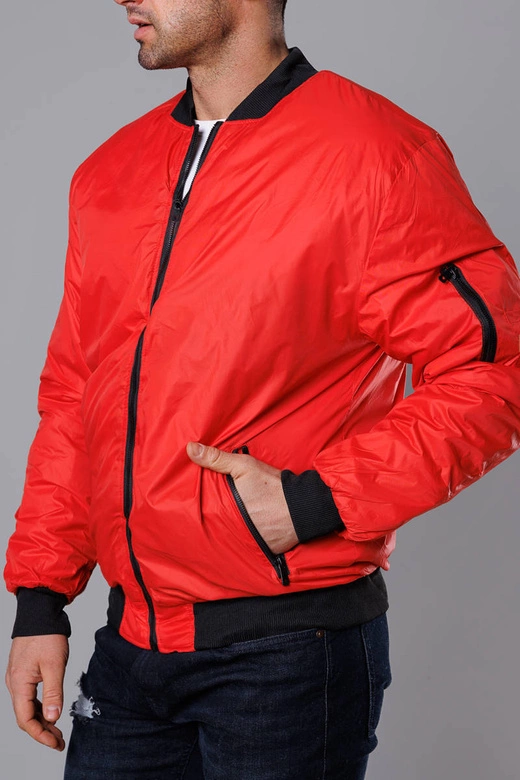 Męska kurtka bomberka z pikowaną podszewką czerwona (AK95-5)