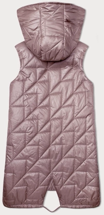 Pikowana kamizelka damska z asymetrycznym dołem S'West różowa (B8237-81)