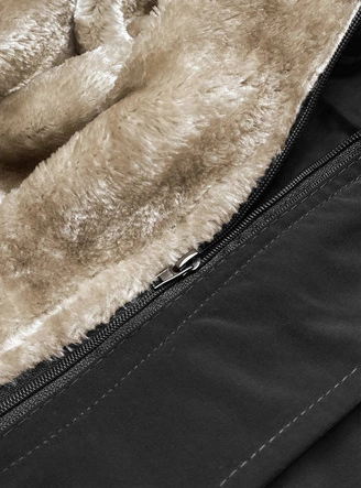 Zimowa kurtka damska z futrzaną podpinką czarna (m-21005)