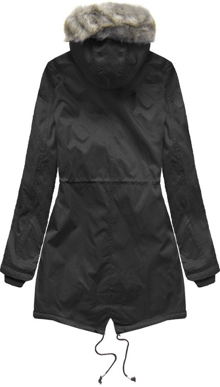 DAMSKA PARKA ZIMOWA NA FUTERKU CZARNA (B508)
