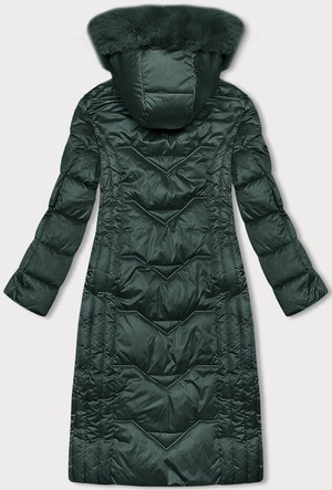Taliowana długa kurtka zimowa zielona ciemna S'west (B8201-10)