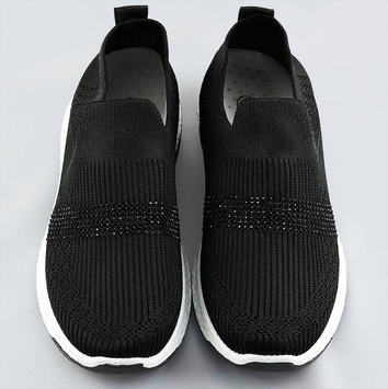 Ażurowe buty damskie z cyrkoniami czarne (c1057)