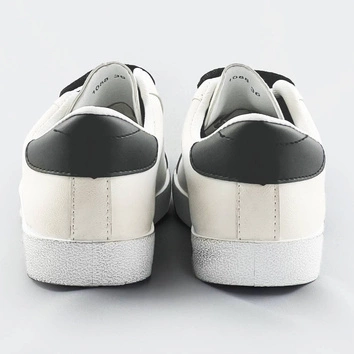 Damskie trampki z łączonych materiałów biało-czarne (1088)