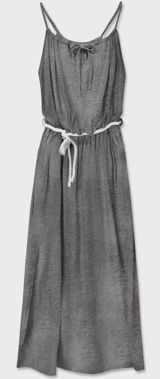 DŁUGA SUKIENKA NA RAMIĄCZKACH SZARA CIEMNA (594ART)