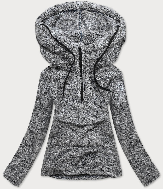 PLUSZOWA DAMSKA BLUZA MELANŻ CZARNA (HH008)