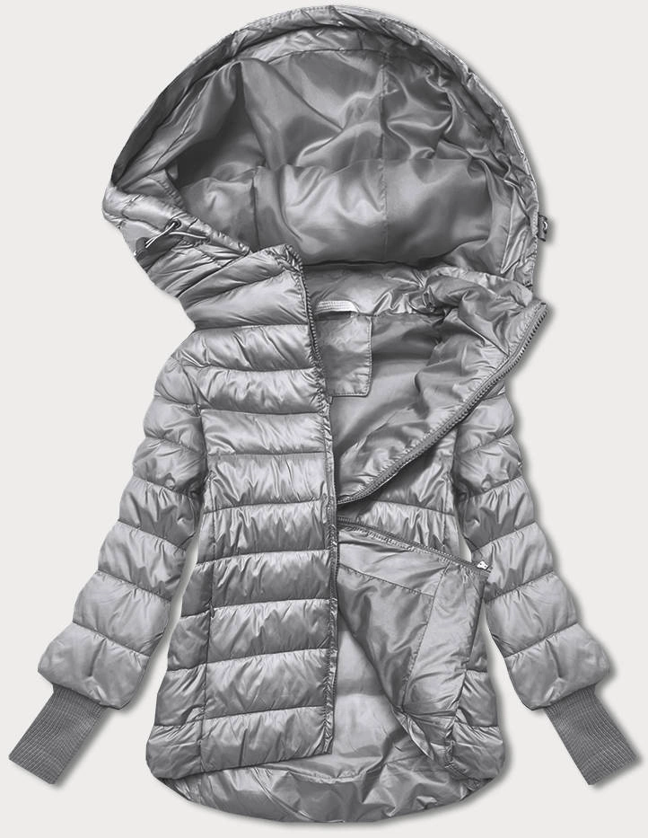 Krótka kurtka damska z dzianinowymi ściągaczami szara (P22/P3-6636-61)