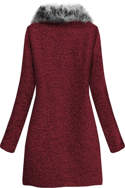 KRÓTKI PŁASZCZ ZIMOWY ZE STÓJKĄ BORDOWY (536/2ART)