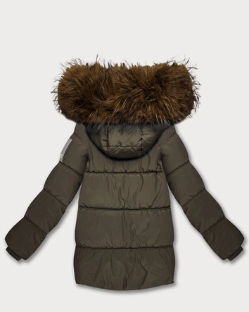 Kurtka puchowa z kapturem khaki (KK60610)