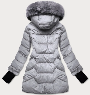 PIKOWANA KURTKA ZIMOWA Z KAPTUREM SZARA (B2719-9)
