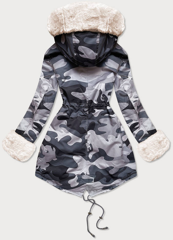 ZIMOWA PARKA DAMSKA MORO SZARO-BIAŁA (B524-70046)