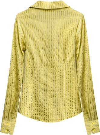 ELEGANCKA KOSZULA W PASKI ŻÓŁTA (1086)