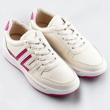 Sportowe buty damskie ecru-róż (ad-587)