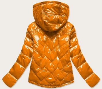 Pikowana kurtka damska z kapturem żółta (b9541)