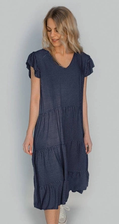 DELIKATNA SUKIENKA W GROSZKI GRANATOWA (588ART)