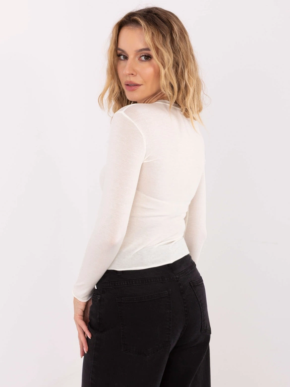 Cienka bluzka z kaszmirem ecru (21818)