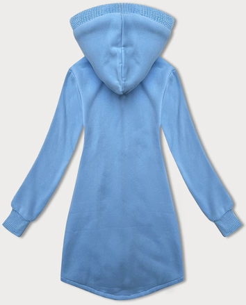Długa bluza damska z kapturem LHD błękitna (AMG-163)
