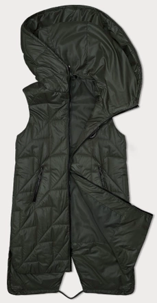 Pikowana kamizelka damska z asymetrycznym dołem S'West khaki (B8237-11)