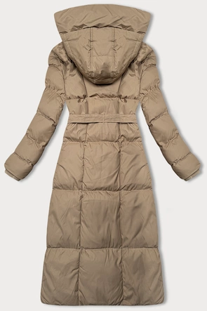 Zimowa damska kurtka z paskiem J Style ciemny beżowy (5M3227-84)