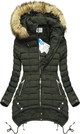 PIKOWANA KURTKA Z KAPTUREM KHAKI (3503W)