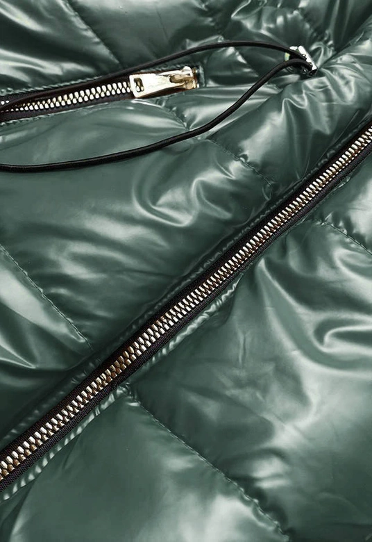 Błyszcząca kamizelka z kapturem zielona (B8130-10)