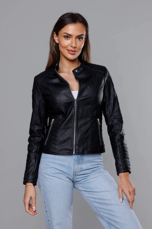 Damska ramoneska ze stójką czarna (11Z8029)