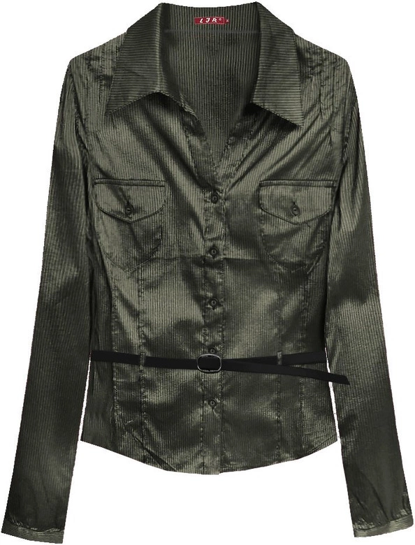 BŁYSZCZĄCA KOSZULA Z PASKIEM CZARNO-ZŁOTA (X1009X)