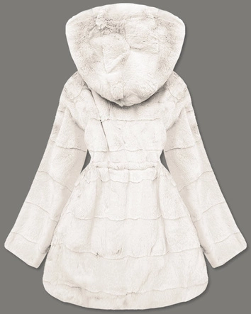 Futrzana kurtka damska ecru (CX009-10)