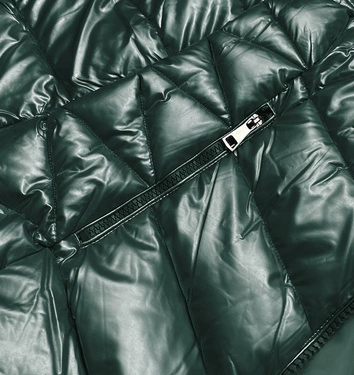 Krótka kurtka damska z futerkiem zielona (TY036-38)