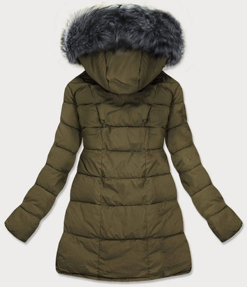 DAMSKA KURTKA PIKOWANA ZIMOWA Z KAPTUREM KHAKI (17-032)