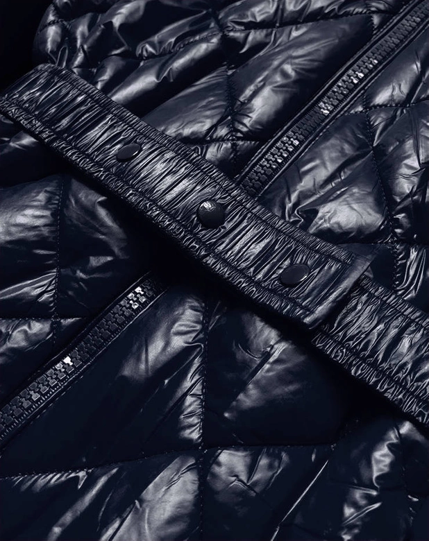 Błyszcząca kurtka zimowa na misiu granat (w756)