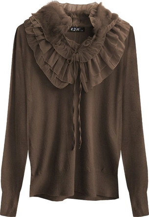 SWETEREK Z OZDOBNYM ŻABOTEM CIEMNOBRĄZOWY (1534)