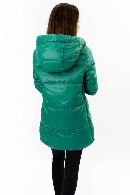 ASYMETRYCZNA DAMSKA KURTKA PIKOWANA ZIELONA (7658)