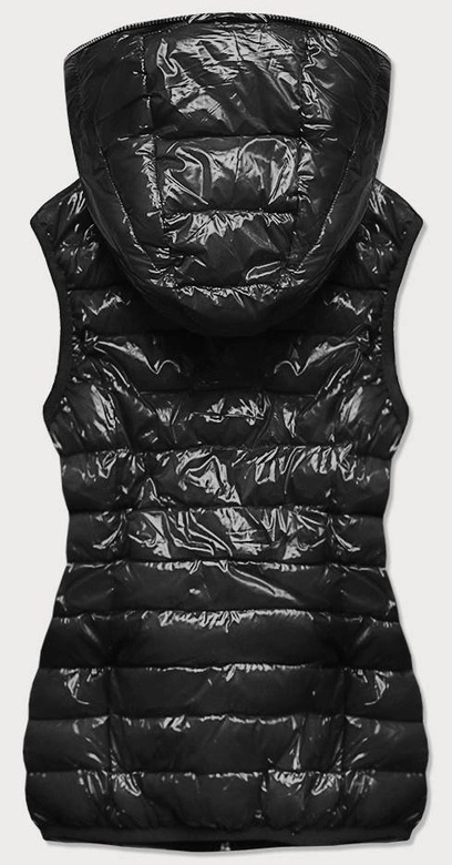 PIKOWANY BŁYSZCZĄCY BEZRĘKAWNIK DAMSKI CZARNY (B9766)