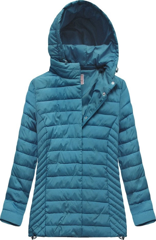 PIKOWANA KURTKA Z KAPTUREM NIEBIESKA (W260BIG)