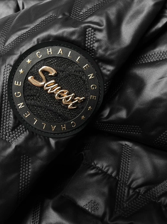 Krótka kurtka damska ze ściągaczem na dole S'West czarna (B8359-1)