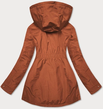 Dwustronna taliowana kurtka damska karmel-pepitka (m-163)